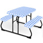 Moukeren 3 Pieces Picnic Table Cover for Kids with Bench Covers Fitted Tablecloth for Outdoors Vinyl Waterproof Cloth for Camping Home Goods Indoor Outdoor Patio BBQ(Blue, White)