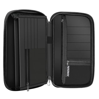 JUNDUN Family Passport Holder,Upgraded Material Fireproof Travel Passport Wallet with 2 Pockets,Travel Document Organizer Case for Passport,Card and Money