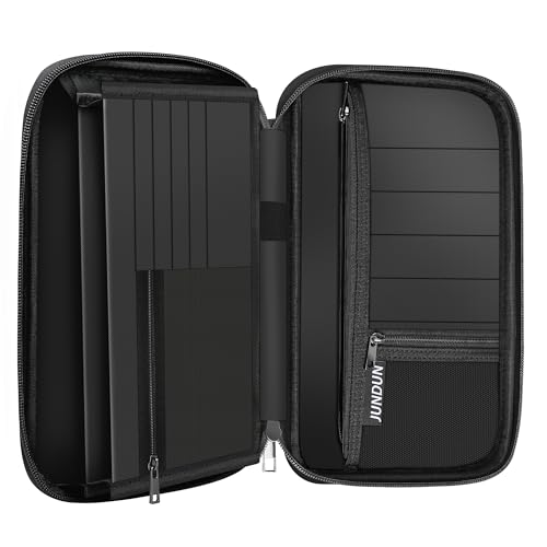 JUNDUN Family Passport Holder,Upgraded Material Fireproof Travel Passport Wallet with 2 Pockets,Travel Document Organizer Case for Passport,Card and Money