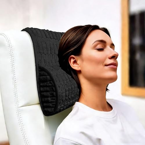 Headrest Memory Foam Pillow, Supportive Pillow for Neck, Back or Leg for Sofas, Recliners, Office Chairs, Massage Chairs for Neck Pain Relief and Cervical Support. (Black, 13" W x 2.7" D) - color: Black, size: 13"W x 2.7"D