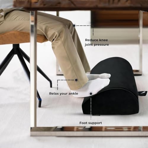 Friends of meditation Foot Rest for Office Chair | Foot Stool for Sofa | Ergonomic Foot Rest Under Table/Desk | Leg Resting Stool | Removable Cover | Black - color: Black