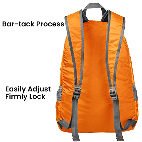 G4Free 20L Lightweight Packable Backpack Travel Hiking Daypack Foldable Backpack for Men Women - color: A-orange