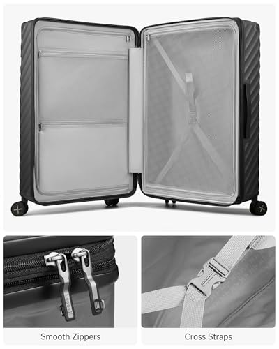 LUGGEX Luggage with Spinner Wheels, Polycarbonate Expandable Hard Shell Suitcase, 2 Piece Set, Charcoal Metallic - color: Charcoal Metallic, size: 2-Piece Set(20/28)