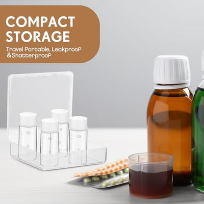 Baderke 4 Pcs Liquid Medicine Travel Container Scale Glass Liquid Containers Small Single Dose Medicine Bottles Dispenser and Leak-proof Plug Travel Essentials Accessories(Clear,10ml) - color: Clear, size: 10ml