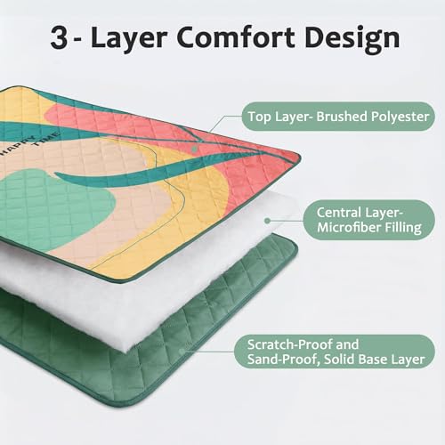 Exclusivo Mezcla Extra Large Waterproof Picnic Blankets 3 Layer, Sandproof and Foldable Outdoor Blanket for Beach Camping, Park and Travel - color: Green Seaweed