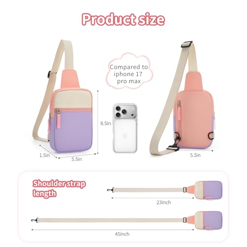 Birthday Gifts for 8 9 10 11 12 Year Old Teens Girls Kids, Fanny Pack Crossbody Bag Sling Belt Bags Purse, Dorm Travel Essentials for Girls Fashion, Preppy Tween Teen Girl Gift Trendy Stuff - color: Beige & Lavender Purple
