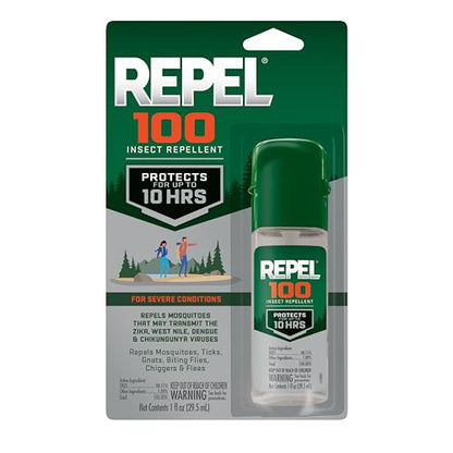 Repel 100 Insect Repellent, 1 Ounce, With DEET, 10-Hour Protection Long-Lasting Insect Repellent Travel Pump Spray Repels Mosquitoes, Ticks, Gnats, Biting Flies, Chiggers And Fleas, 6 Pack - size: 1 Fl Oz (Pack of 6), style: 6 Pack