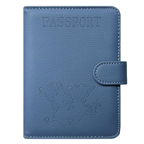 ACdream Passport Holder for Travel Essentials, Rfid Blocking Passport Wallet Cover Case for Travel Must Haves Accessories, Book Holders for Women & Men- Navy Blue - color: *NaveBlueA400 Map Plane