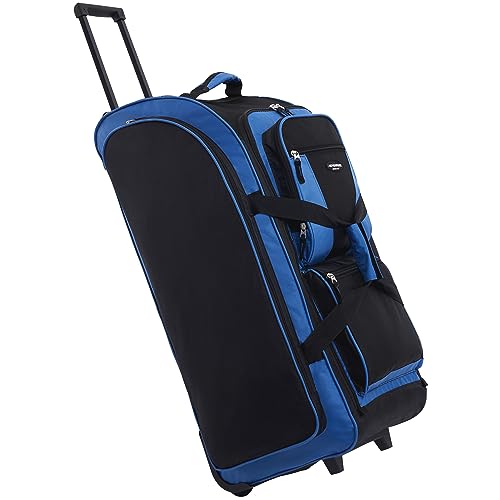 Travelers Club Xpedition 30 Inch Multi-Pocket Upright Rolling Duffel Bag - color: Neon Blue