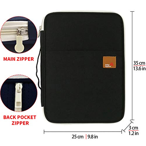 Document A4 Bag Case Waterproof Organizer Portfolio Office Travel Zipper Multi-Function Pouch - color: 01-black