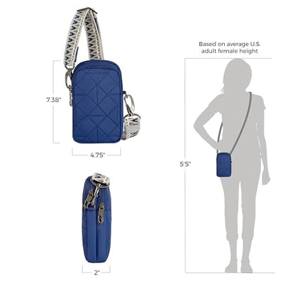 Travelon Anti-Theft Boho 2 Compartment Phone Crossbody - color: Lush Blue