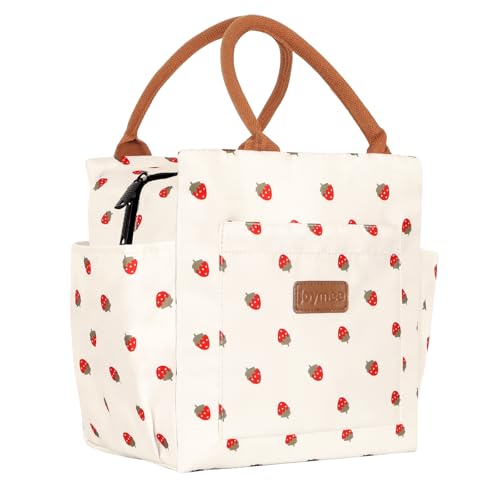 Joymee Insulated Lunch Bag For Women Reusable Leakproof - Strawberry | Spacious Storage, Bottle Holder & Pockets, Leakproof Insulated, for Work, Travel, Picnic, Daily Use, for Adult - color: 04 Strawberry