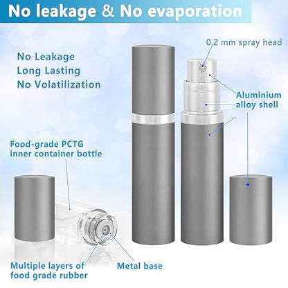 Travel Refillable Perfume Atomizer Bottle 5ml Leakproof Travel Perfume Refillable Bottle, Perfume Atomizer (Gray) - color: Gray