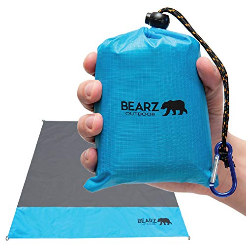 Pocket Blanket - Beach Blanket Waterproof Sandproof, Picnic Blankets Waterproof Foldable, Lightweight & Compact for Hiking, Camping, Travel, Festival Accessories - color: Aqua Blue