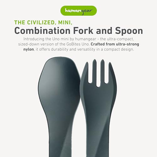 humangear GoBites Uno | Travel & Camping Utensils | Portable & Convertible Dining Ware | Multi-Functional Spork, Dark Gray - color: Dark Gray