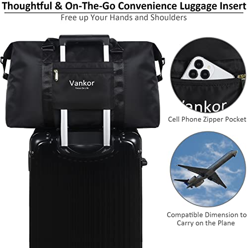 Large Duffle Bag for Travel Waterproof 21 Inch, Vankor Gym Duffel Bag for Women Men Durable Carry on Weekender Overnight Sports Luggage Weekend Beach Yoga Workout Hospital Mommy Diaper Bag Black