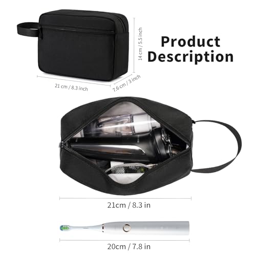 Travel Hanging Toiletry Bag with Carry Handle - Water-Resistant Small Cosmetic Organizer for Men & Women, Makeup, Shaving Kit, Gym & Travel Essentials (Black) - color: Black