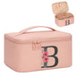 OCHEAL Initial Makeup Bag,Monogram Make up Bag Pink Travel Makeup Organizer Case Beauty Toiletry Cosmetic Bag with Brush Holder, Trendy Stuff Personalized Gifts for Women and Girls-B - color: Pink, style: B