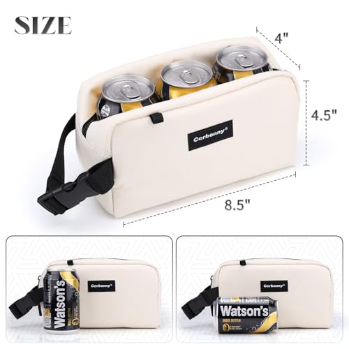 Cerbonny Mini Cooler Bag, Freezable Lunch Bag & Snack Bag, Insulated Bag for Travel/Work/School, Small Cooler Lunch Box with Detachable Gel Packs, Beige, 180 Cubic Inches - color: Beige