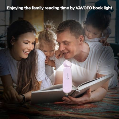 VAVOFO USB Rechargeable Book Light, Blue Light Blocking, Amber Light Clip On Bookmark Shaped Reading Light, Eye Care 6 LEDs Book Light for Bookworms Reading in Bed with 9 Lighting Modes (Pink Purple) - color: Pink Purple