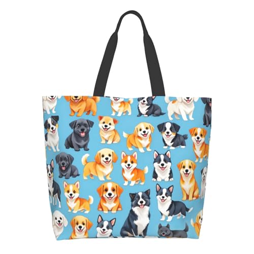 Shoulder Bag Large Reusable Eco-friendly Shopping Bags Portable Storage Handbag | Large - color: Cute Dog5