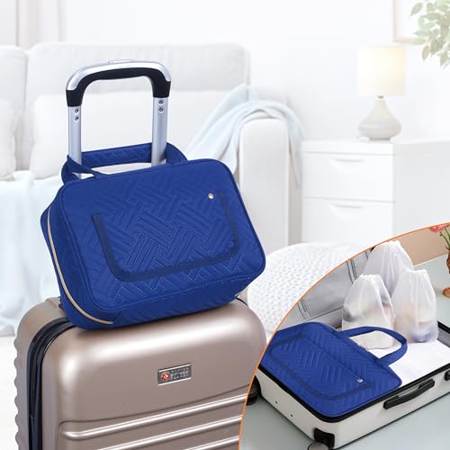 Hanging Toiletry Bag for Women Cosmetic Toiletries Travel Bag, Blue - color: Blue