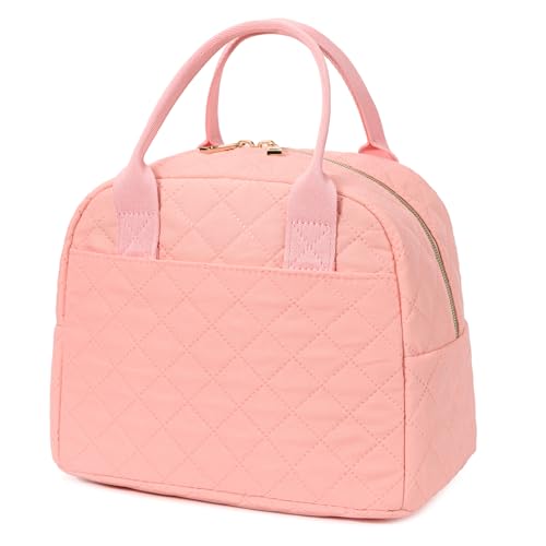 LOVELYWIND Lunch Bag for Women, Insulated Lunch Box, Reusable Water-Resistant Lunchbox Cooler with Front Pocket, Large Capacity Lunch Tote Bag for Work, Travel, Picnic - color: Pink