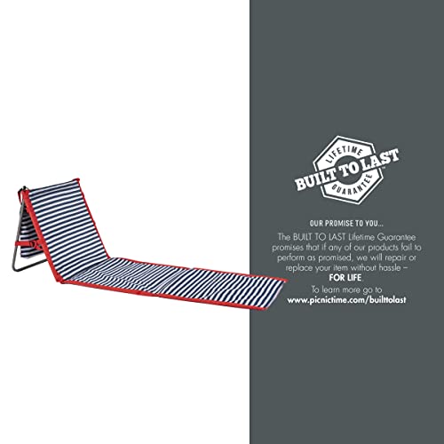 PICNIC TIME Beachcomber Portable Lounger - Soft Beach Mat & Chair - Blue Pinstripe - color: Blue Pinstripe