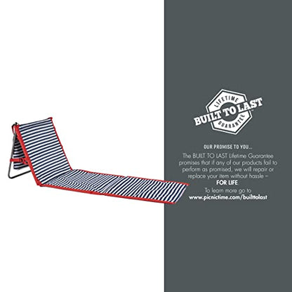 PICNIC TIME Beachcomber Portable Lounger - Soft Beach Mat & Chair - Blue Pinstripe - color: Blue Pinstripe