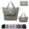 Large Capacity Foldable Travel Bag, Expandable lightweight Carry on Bag, Dry with Wet Separation Spor Duffel Bags (Gray) - color: Gray