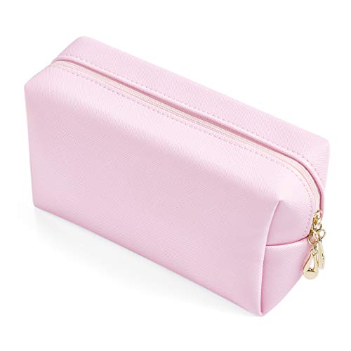 PU Leather Cosmetic Bag for Women Minimalism Makeup Bag for Daily Use Portable Storage Purse Small Neat Cosmetic Pouch Water-resistant Toiletry Bag for Travel (Voilet Pink) - color: Voilet Pink