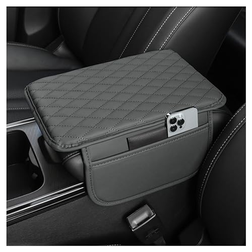 Stacool Upgraded Car Center Console Cover,Microfiber Leather Car Armrest Cover Cushion with 2 Storage Bags,Universal Car Armrest Storage Box (Gray) - color: Gray