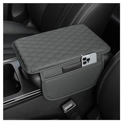 Stacool Upgraded Car Center Console Cover,Microfiber Leather Car Armrest Cover Cushion with 2 Storage Bags,Universal Car Armrest Storage Box (Gray) - color: Gray