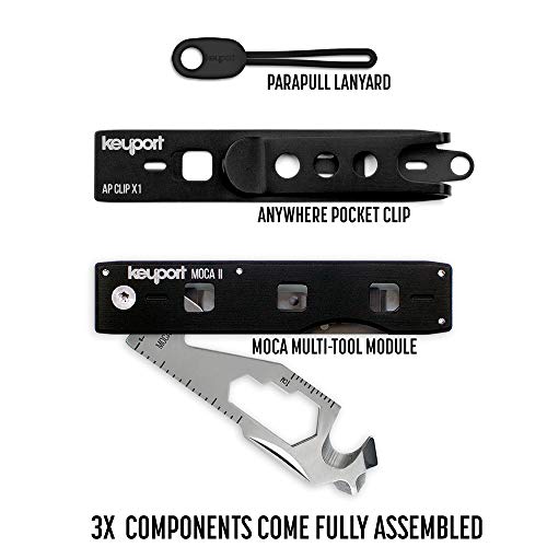 Compact 11-in-1 Keychain Multitool with Pocket Clip & ParaPull - Bottle Opener, Box Opener, Cord Cutter, Mini Screwdrivers & More - Travel-Friendly, Modular EDC Multi-Tool - Keyport MOCA2 Kit