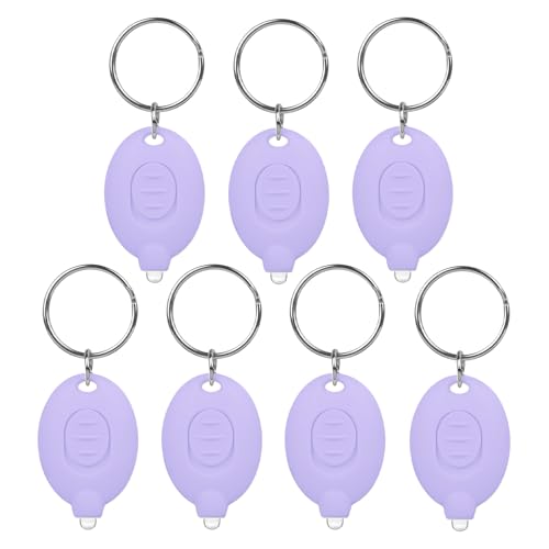 7 Pcs LED Keychain Flashlight Mini Keychain Light Bright Tiny Flashlight Small Portable Flashlight Battery Powered with Key Ring for Outdoor Activities And Emergency Lighting, Light Purple Shells - color: Purple, size: 7 PCS