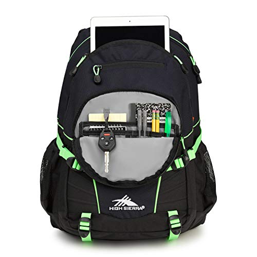 High Sierra Loop Backpack, Travel, or Work Bookbag with tablet sleeve, One Size, Midnight Blue/Black/Lime - color: Midnight Blue/Black/Lime