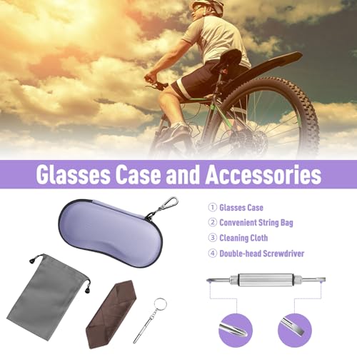 FINTIE Sunglasses Case, Hard EVA Shell Shockproof Sport Glasses Case with Metal Carabiner Travel Zipper Eyeglasses Holder - color: Purple