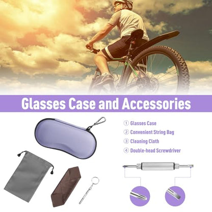 FINTIE Sunglasses Case, Hard EVA Shell Shockproof Sport Glasses Case with Metal Carabiner Travel Zipper Eyeglasses Holder - color: Purple