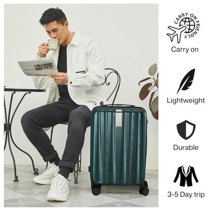 Hanke 20 Inch Carry On Luggage 22x14x9 Airline Approved Lightweight PC Hard Shell Suitcases with Wheels Travel Luggage Rolling Suitcase Travel Luggage Bag for Weekender(Blackish Green) - color: Blackish Green, size: Carry on 20 Inch