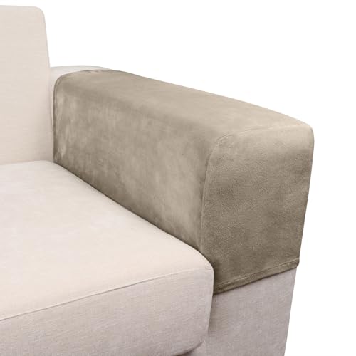 Couch Arm Covers 2 Pcs Sofa Armrest Covers Stretch Couch,Armrest Cover for Chairs Scratch-Resistant Sofa Arm Cover Armchair Slipcovers,Taupe - color: Taupe, size: 2PC Armrest Cover