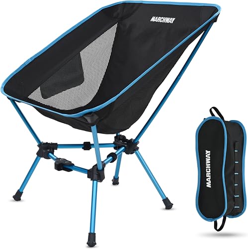 MARCHWAY Lightweight Folding Camping Chair, Portable Foldable Compact for Outdoor Camp, Travel, Beach, Picnic, Festival, Hiking, Backpacking, Supports 330Lbs (Blue) - color: Blue