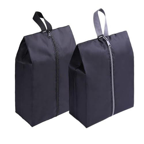 YAMIU Travel Shoe Bags Set of 2 Waterproof Nylon with Zipper for Men & Women (Black) - style: 2 Pack - Black