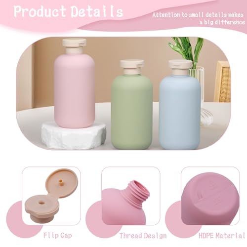 6 Pack Leakproof Travel Bottles 6.8oz | Squeeze Shampoo & Lotion Containers with Locking Flip Caps | Food Grade HDPE/PP for Toiletries, Gym, Camping (Green+Blue+Pink) - size: 6.8oz 6Pcs