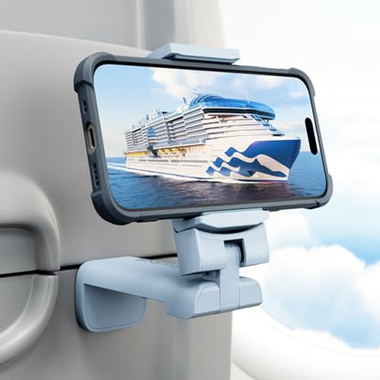 Klearlook 4 in 1 Adjustable Phone Stand - 360 Rotation Handsfree Viewing Flight Phone Holder, Foldable Travel Essentials, Accessory for Home/Office - Blue - color: Baby Blue