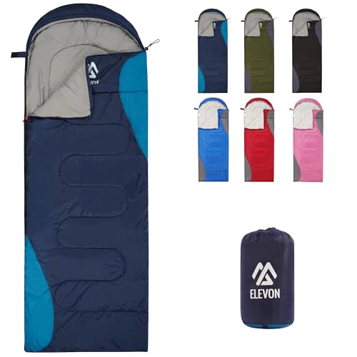 Elevon Sleeping-Bags Elevon Sleeping Bag for Adults Teens Kids Cold Warm Weather, Portable Waterproof & Lightweight with Compression Sack - color: 1-person, 1-pack, Navy Blue, size: 86.6'' x 31.5''