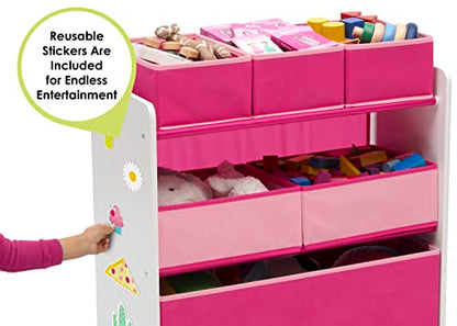 Delta Children Design and Store 6 Bin Toy Organizer, White/Pink - color: White/Pink