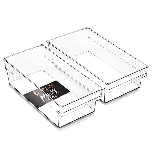 BINO | Plastic Storage Bins, Medium - Shallow | THE HANDLER COLLECTION | Multipurpose Organizer Bins | Kitchen Pantry Organizers and Storage | Clear Containers for Organizing Home | Freezer Organizer - size: 2PK SHALLOW - MEDIUM - 12 x 6 x 4