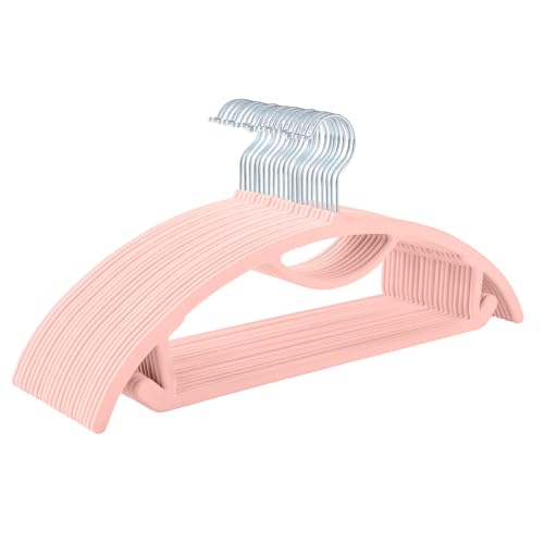 MIZGI Premium Velvet Hangers 50-Pack,No Shoulder Bump Hangers W/Tie Bar Ultra Thin Space Saving Non Slip Hanger Heavy Duty Felt Rounded Clothes Hanger for Sweaters,Coat,Jackets,Pants,Shirts - color: Blush Pink/Rose, size: 50 Pack