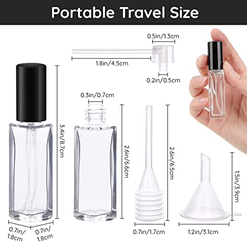 Segbeauty Mini Perfume Spray Bottles, 5 Set of 10ML Clear Glass Travel Perfume Atomizer Refillable, Empty Tiny Sprayer Fragrance Scent Sample Spray Containers Cosmetics Essential Oil Dispensing Bottle - color: Clear-black, style: Mini Bottles
