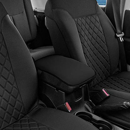 FH Group Neosupreme Black Flat Pattern Center Console Pad – Water-Resistant Armrest Cover Protector for Cars, SUVs & Trucks - color: Black, style: Console Cover (Plain)